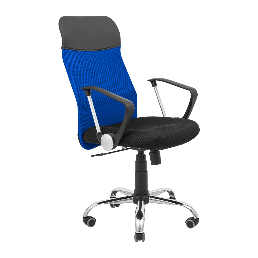 Крісло офісне Richman Ультра Ю Хром Сітка чорна + синя